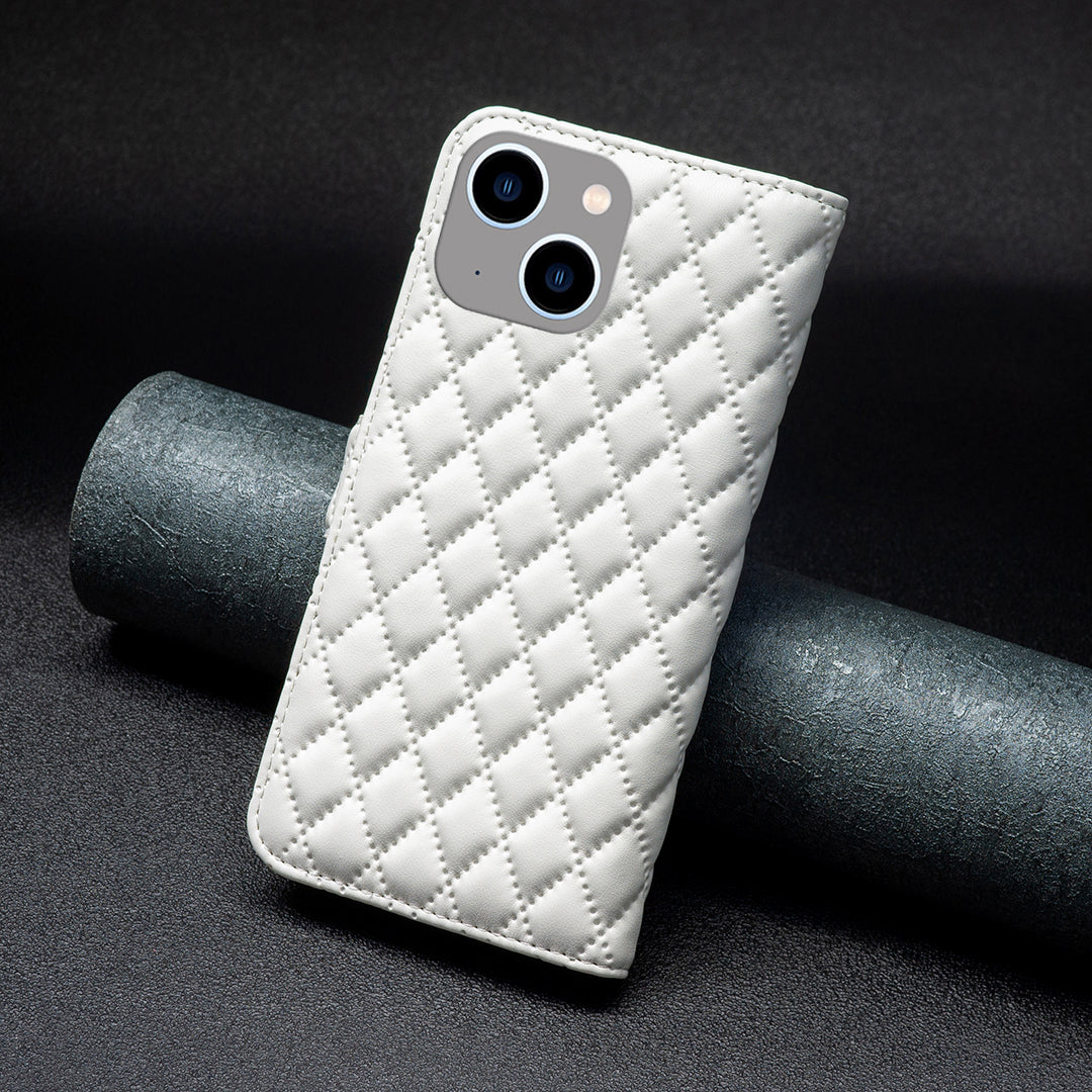 Binfen Color BF Style-14 for iPhone 15 Anti-Scratch Cell Phone Shell Imprinted Stand Leather Wallet Smartphone Cover - White Binfen Color BF Style-14 for iPhone 15 Anti-Scratch Cell Phone Shell Imprinted Stand Leather Wallet Smartphone Cover - White